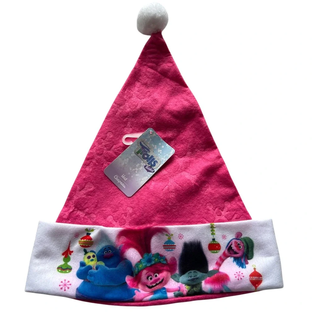 DreamWorks Trolls Holiday Pink Santa Hat Character Print Snowflake NWT 2020